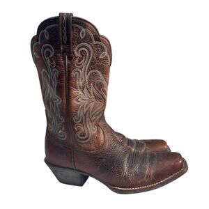 Ariat Brown Oiled Leather Square-toe Western Boots Women's Size 9 1/2